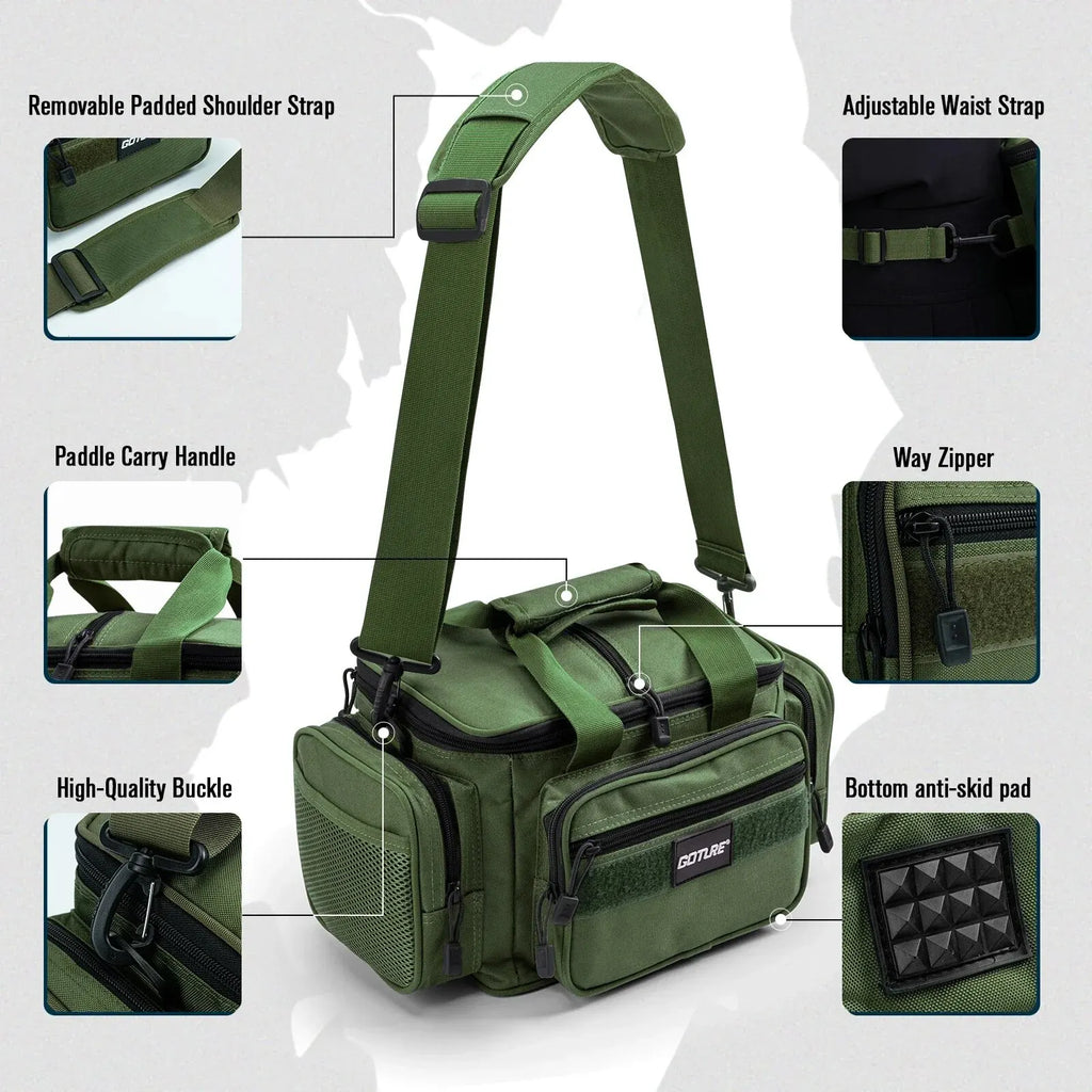 High-Capacity Tackle Shoulder Bag Outdoor Green