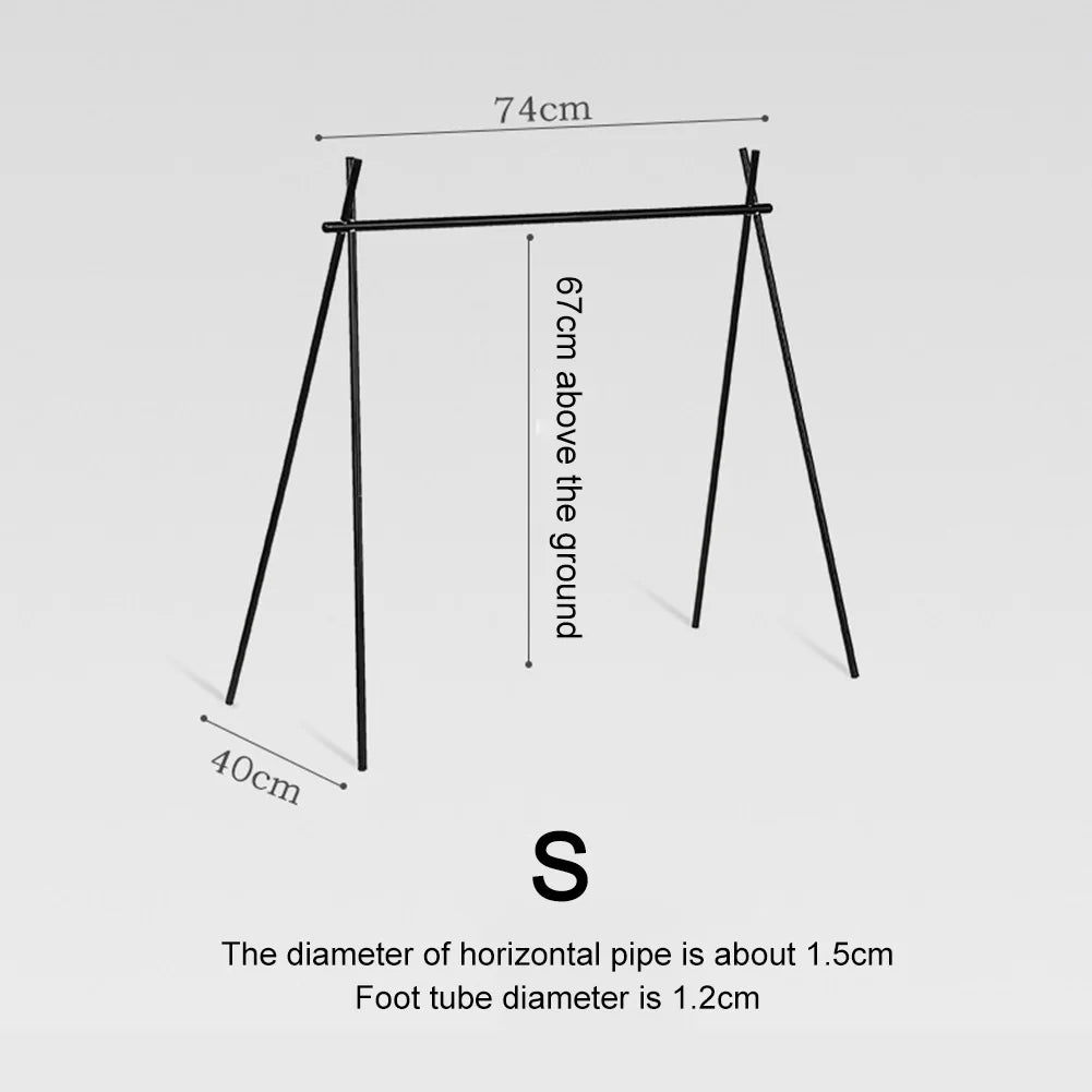 Foldable Camping Tripod Top Plate Rack Black
