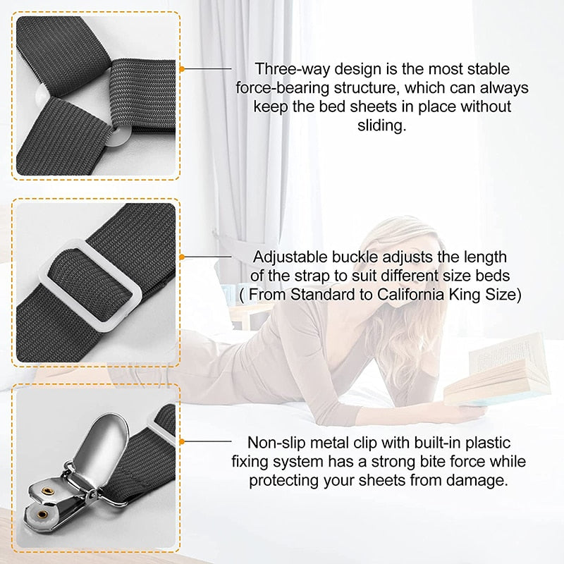 4Pcs/Set Elastic Bed Sheet Grippers Belt