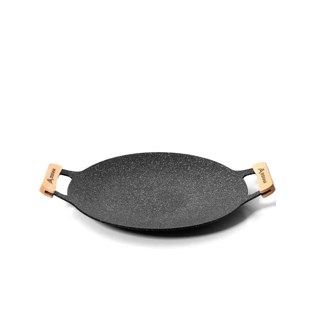 34CM Non-Stick Outdoor BBQ Grill Pan Roasting Plate Black