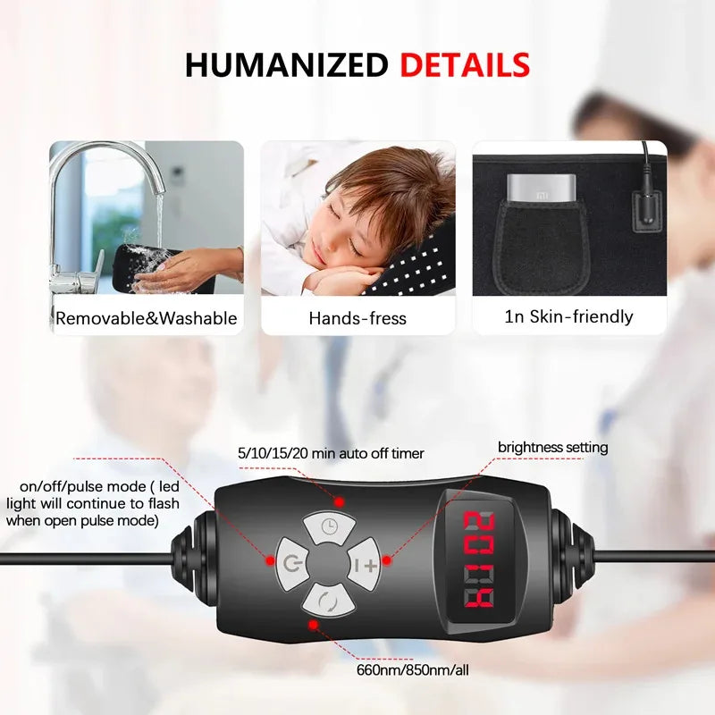 Portable Red & Infrared Therapy Belt with Heat & Massage