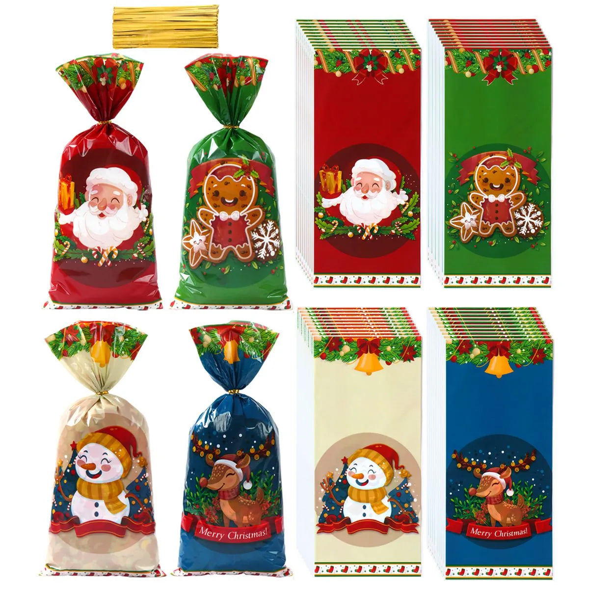 100pcs Christmas Candy Bags Santa Gift Set - Festive Holiday Treats