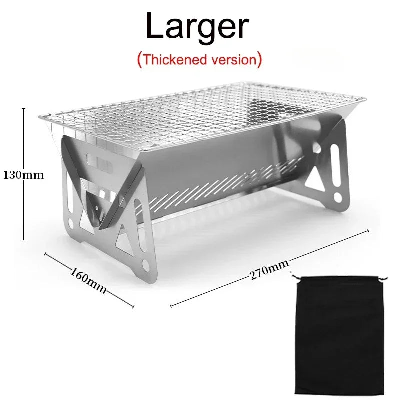 Portable Folding Grill Heating Stove Silver
