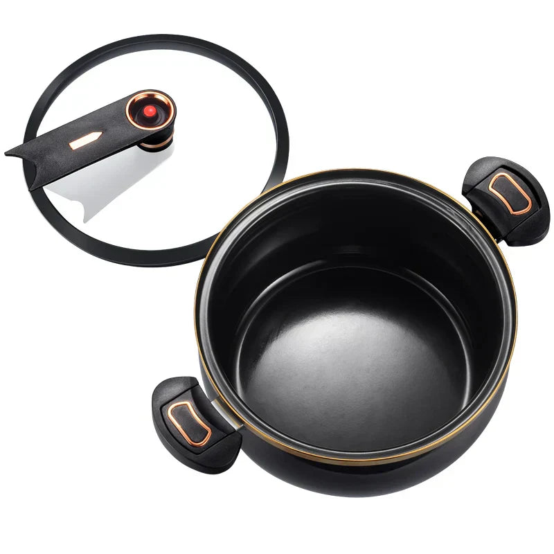 7L Micro-Pressure Non-Stick Stew Pot Large Capacity Cookware Black