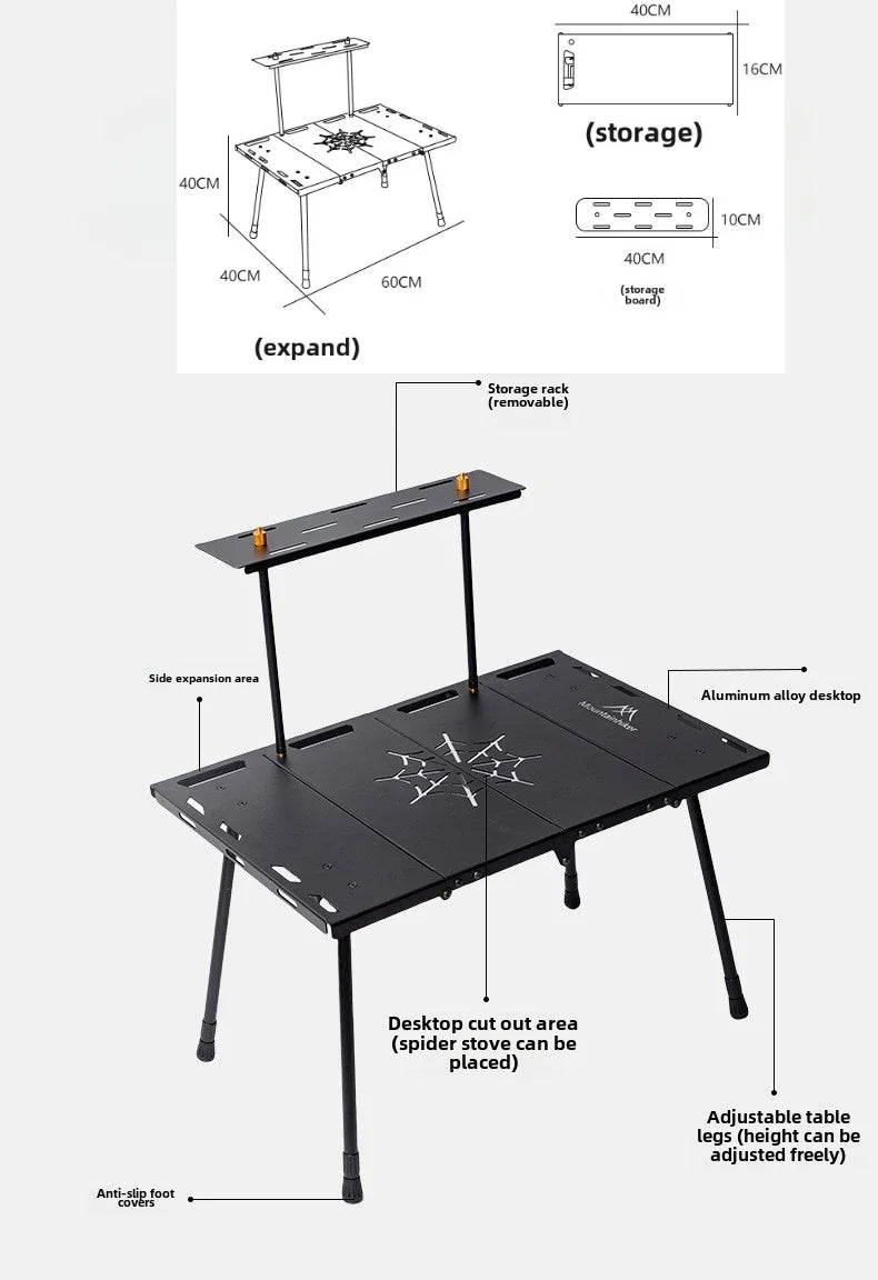 Four Fold Tactical Camping Table Black
