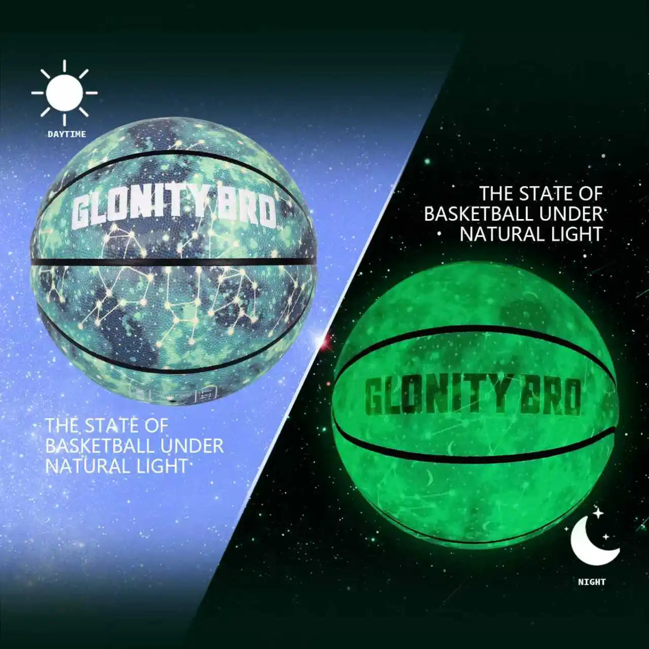 Glow-in-the-Dark Size 7 Basketball – PU Leather Indoor & Outdoor Training Ball