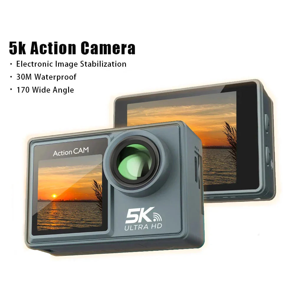 5K Ultra HD Action Camera with Electronic Stabilization Grey