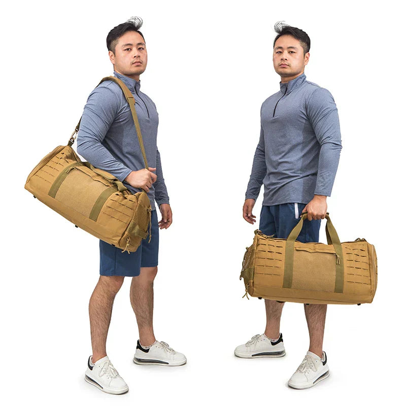 40L Tactical Sport Gym Duffle Bag Travel Training Bag Khaki