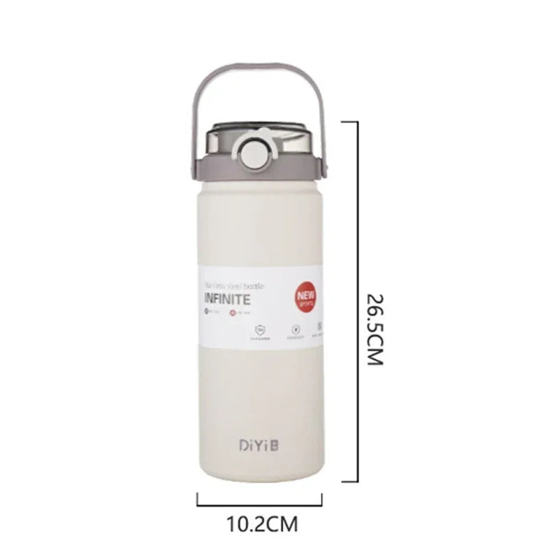 1000ml Thermo Bottle with Straw White