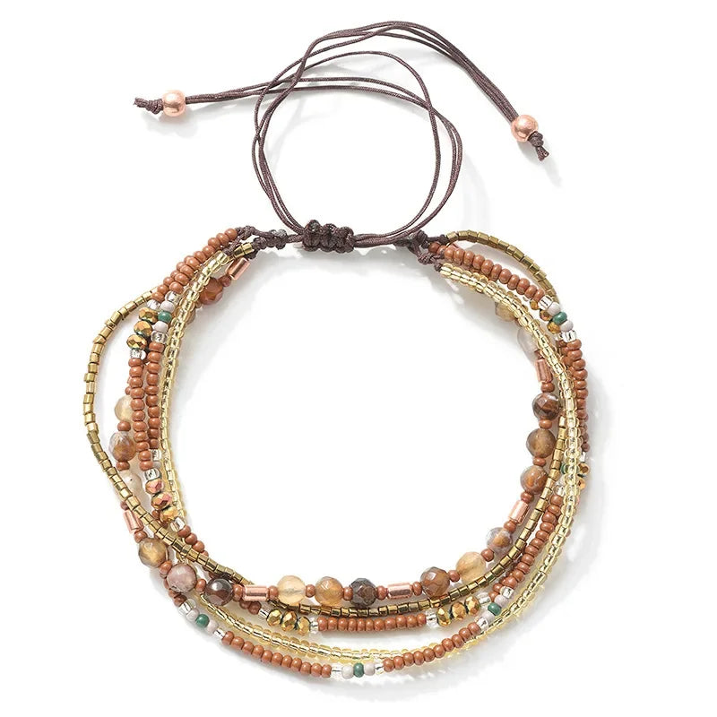 Bracelet with Multi-Layer Bohemia Beads for Women (Yellow)