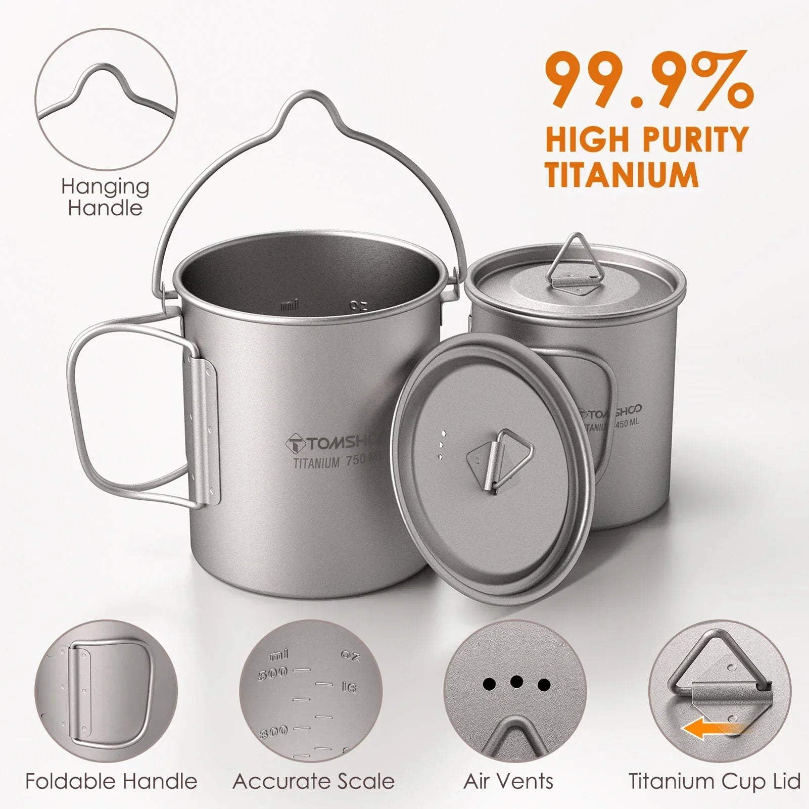 Ultralight Titanium Cookware Set 3PCS Grey