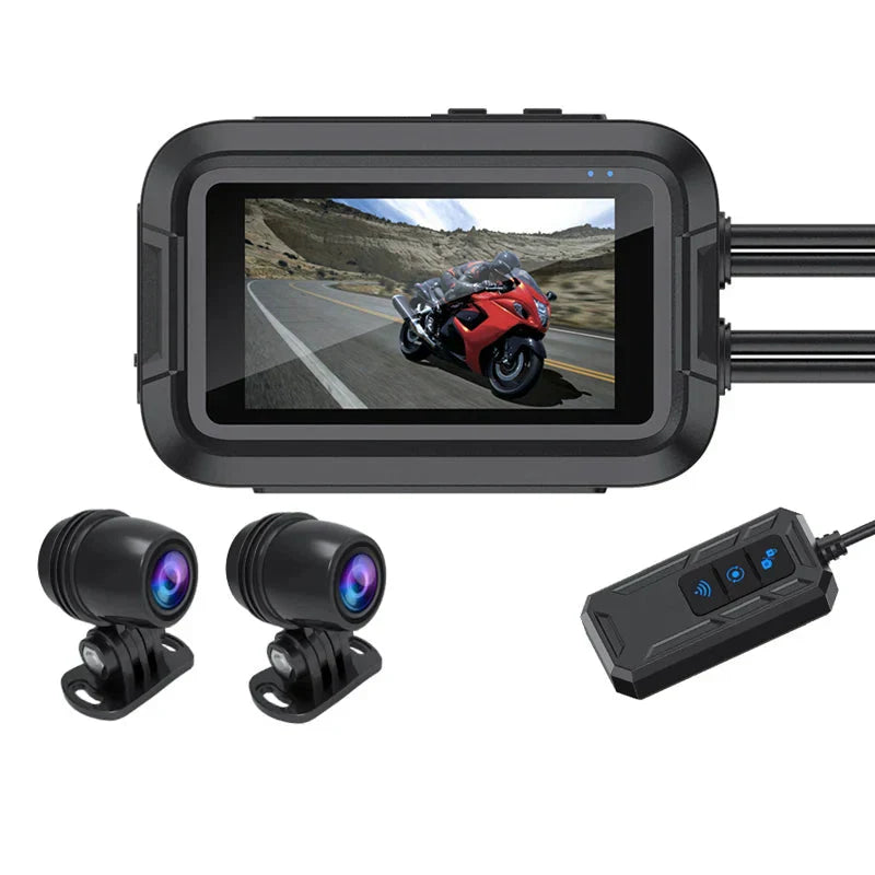 Dual 1080P Motorcycle Cam WiFi + GPS 64 GB Black