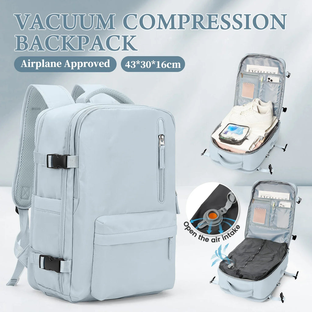 Vacuum Compression Laptop Backpack Blue