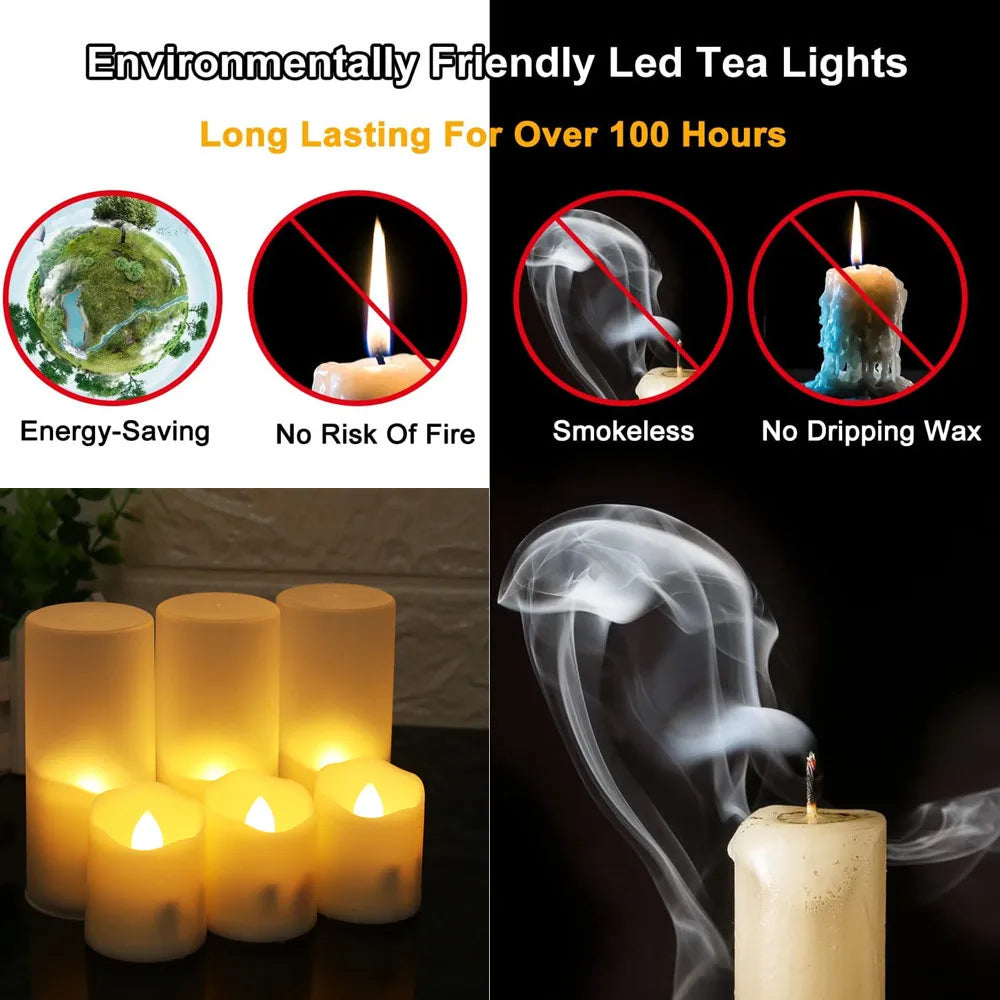 6-Pack Rechargeable LED Tealight Candles with Remote And Timer White