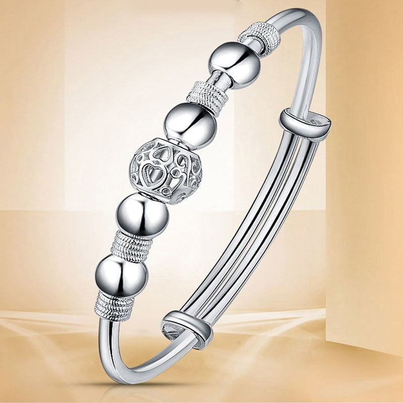 Sterling Silver Lucky beads Bangles for women bracelets Luxury Designer party wedding jewelry gifts