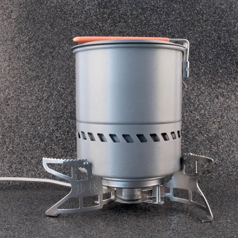 3800W Folding Outdoor Gas Stove with 1.5L Pot Silver