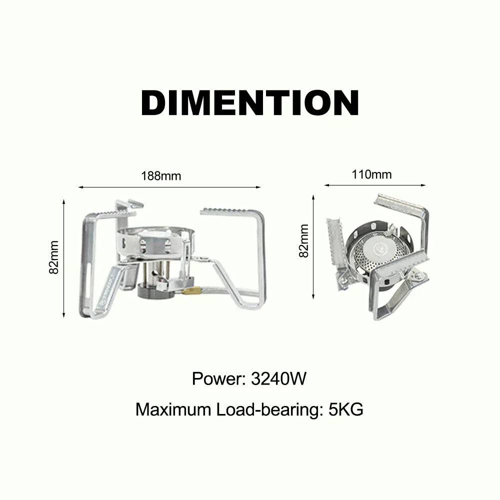 3240W Windproof Split Gas Burner Silver