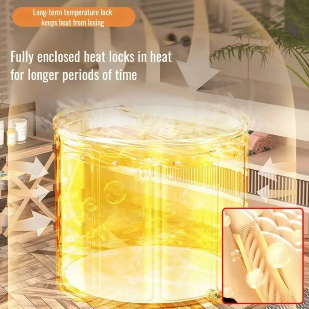 Foldable Portable Bathtub Insulated Full-Body Bath Bucket Yellow