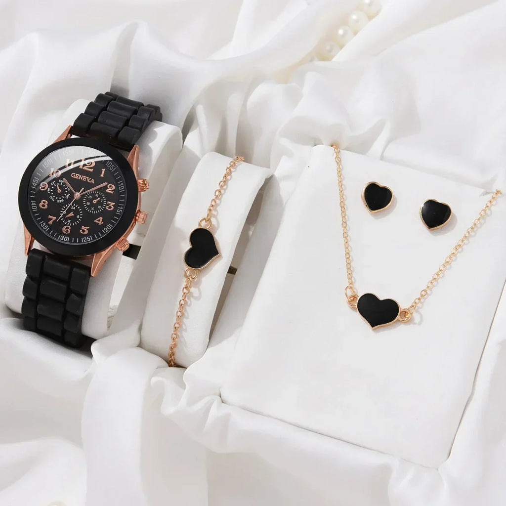 Womens Watch Jewelry Bracelet Ring Set (BK-AX)