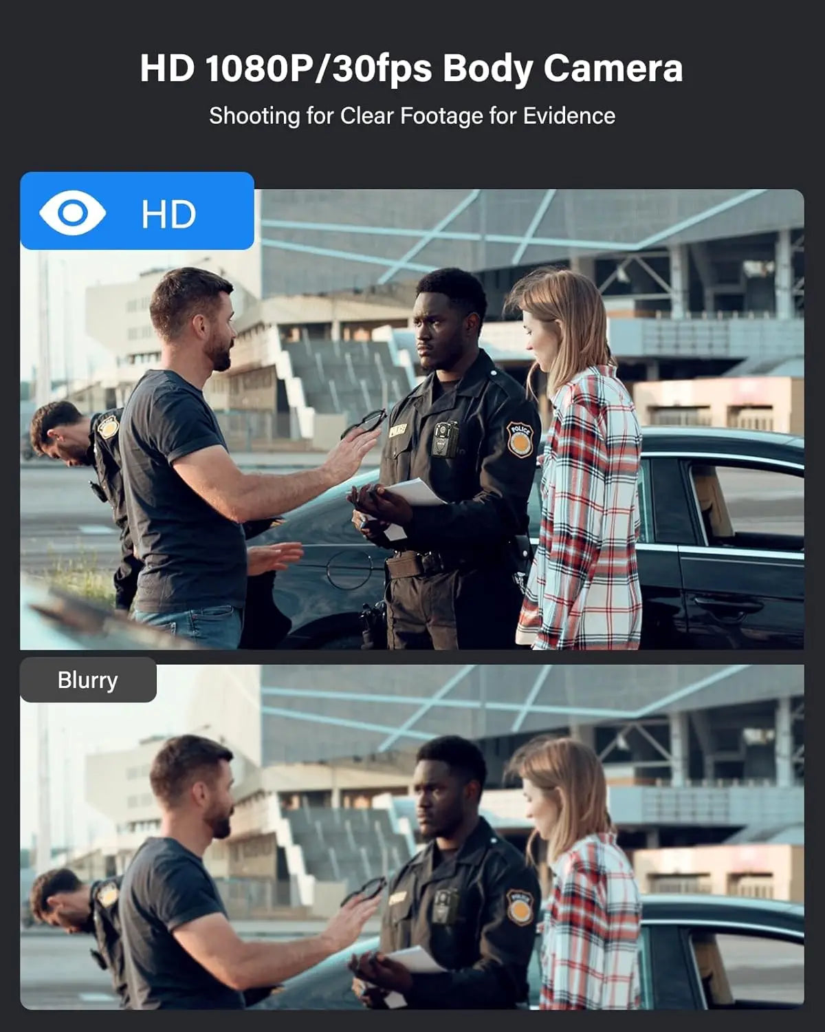 1080P Body Camera with 13-Hour Recording 64GB Black