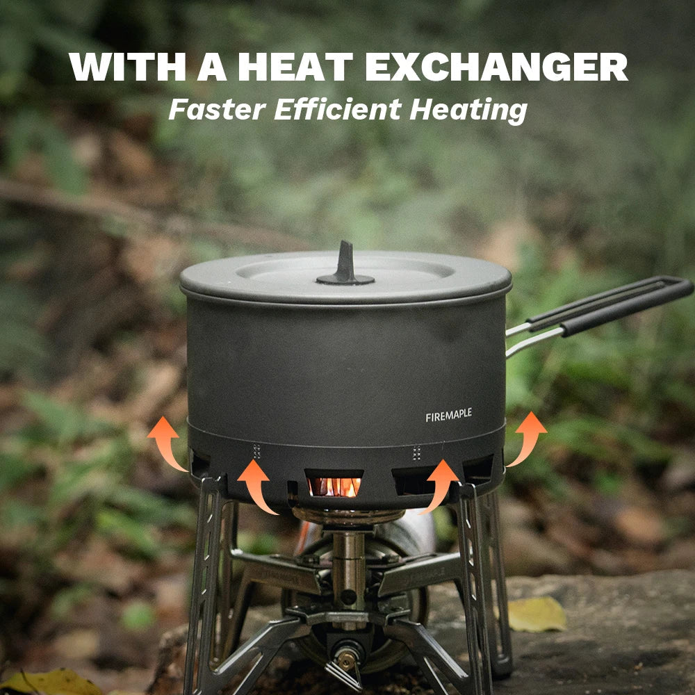 Ultralight Heat Exchanger Pot Camping Cookware Grey