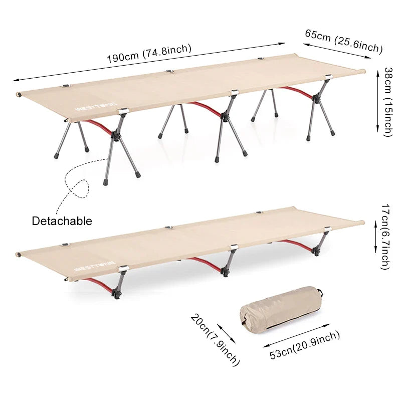 Portable Folding Camping Cot – Ultralight Aluminum Alloy Sleeping Bed for Outdoor Adventures