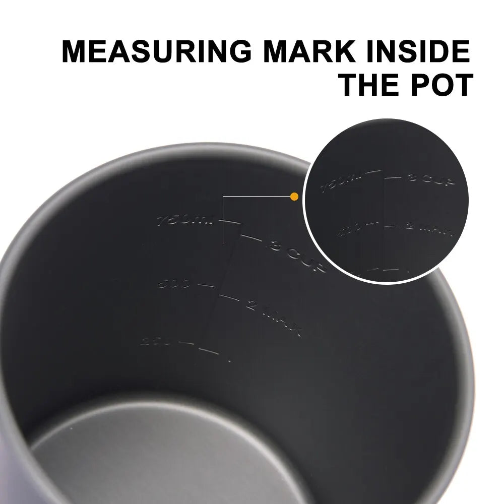 Camping Pot with French Press 750ml Grey