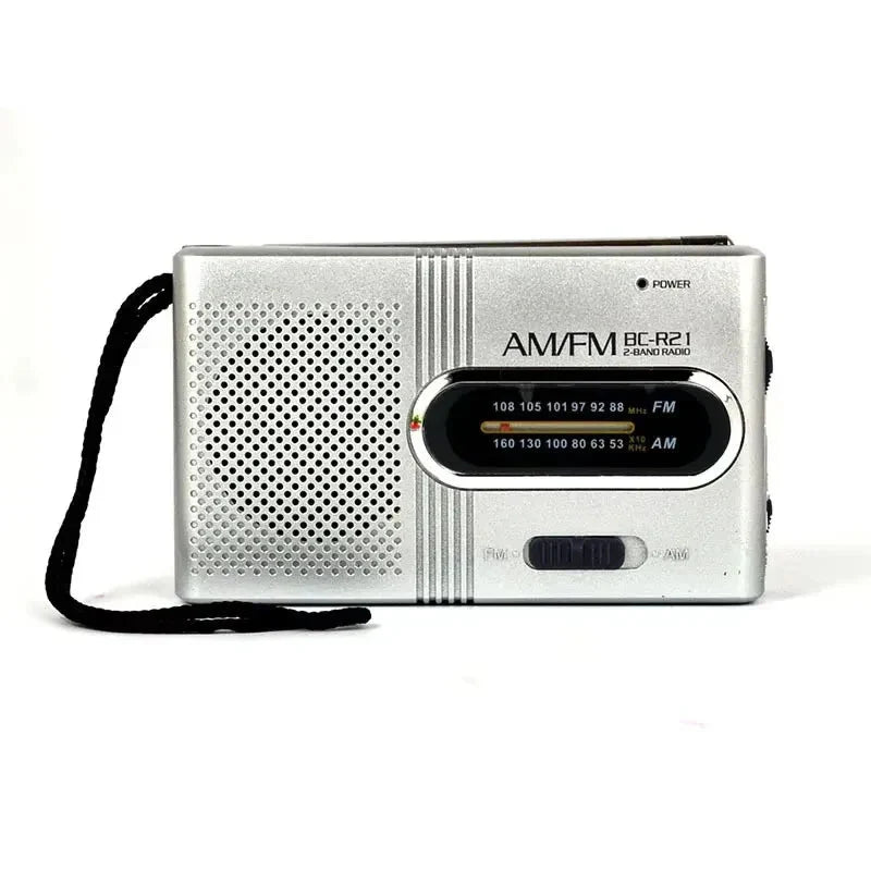 Portable Pocket Radio with Built-in Speaker Silver