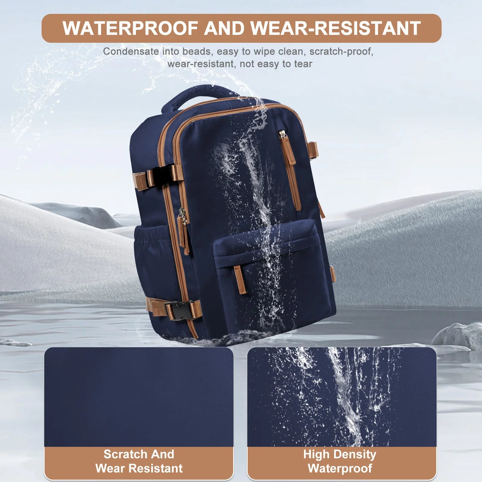 Waterproof Travel Laptop Backpack Blue