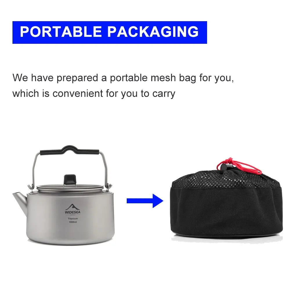 Ultralight Titanium Camping Kettle Outdoor Tea & Coffee Pot Grey