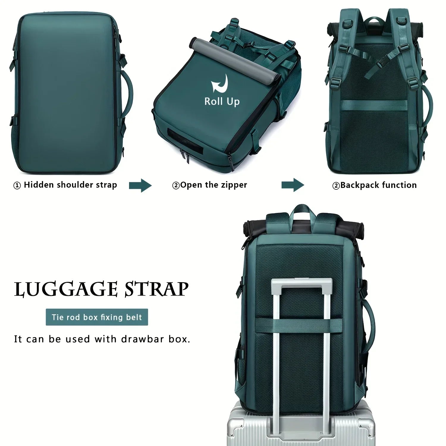 Fashionable 3-in-1 Travel Backpack Handbag Blue