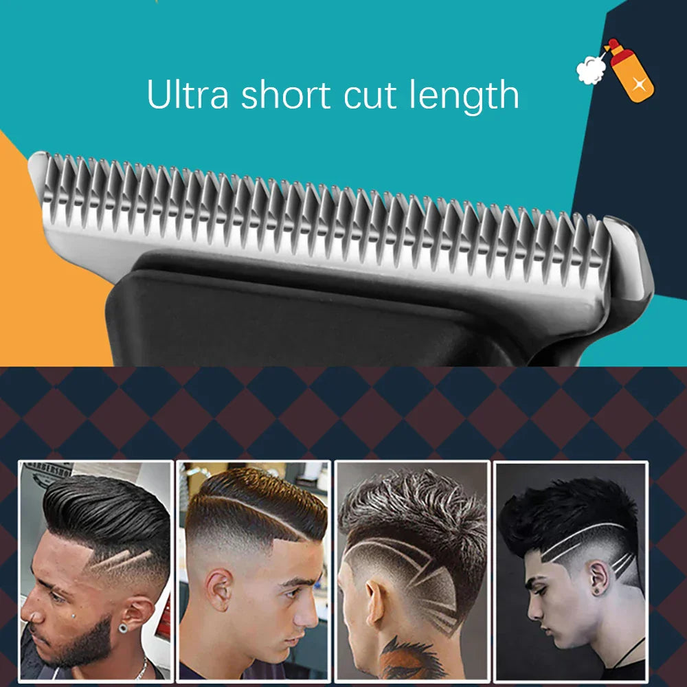 Hair Trimmer for Men 0mm T-Blade Electric Clipper Beard Razor Black