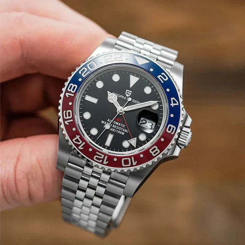 Men's Automatic Mechanical Sapphire Watch (Blue Red)