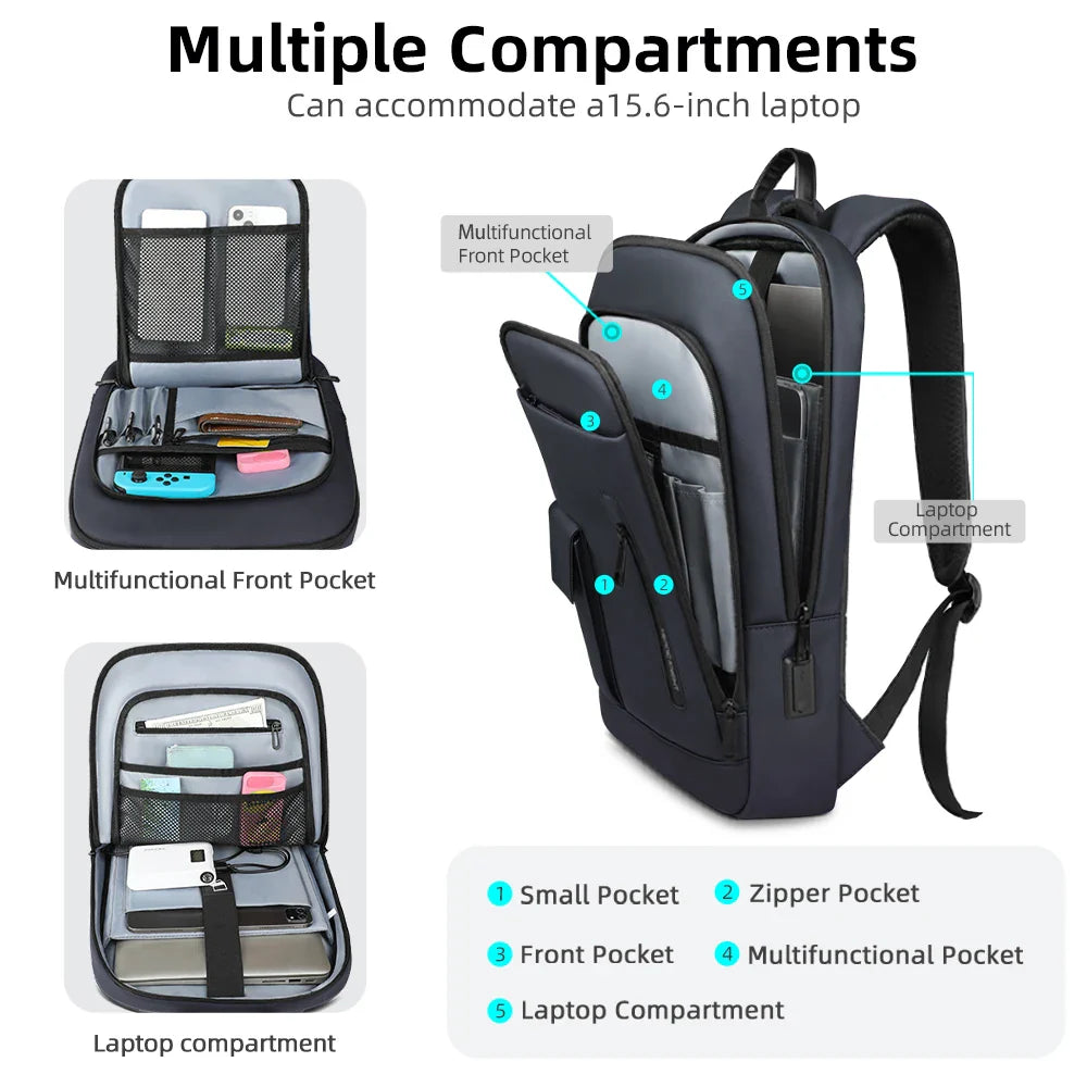 15.6 Laptop Backpack with Dual Charging Ports Blue