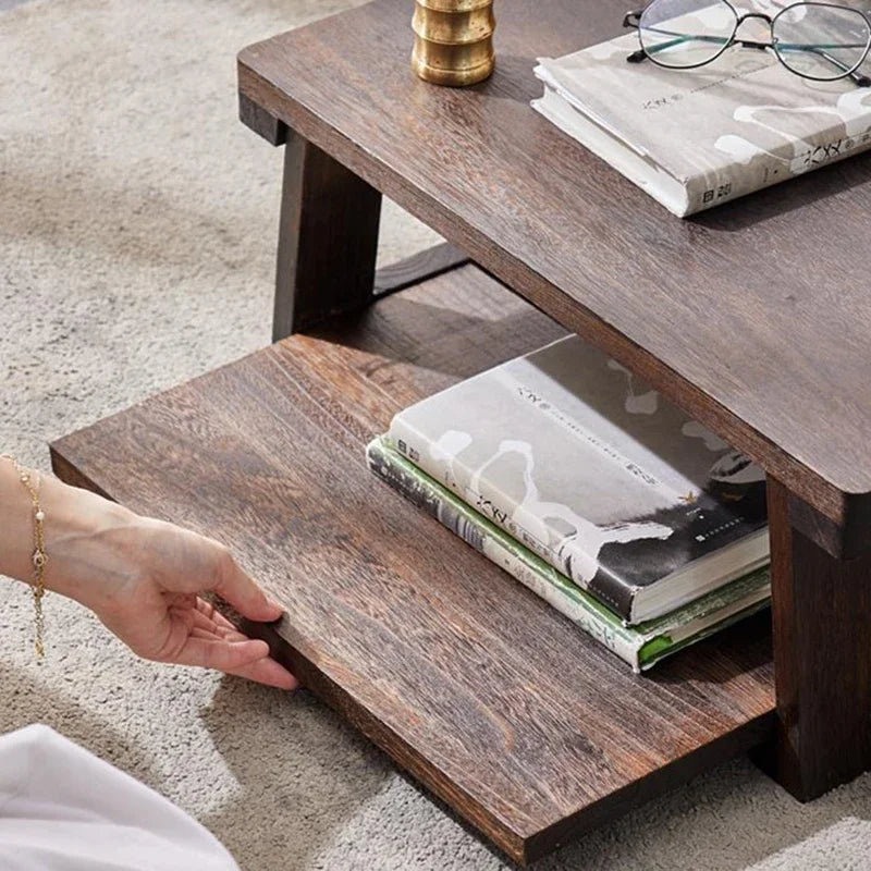 Adjustable Solid Wood Tatami Tea Table - Versatile Folding Japanese Household Furniture
