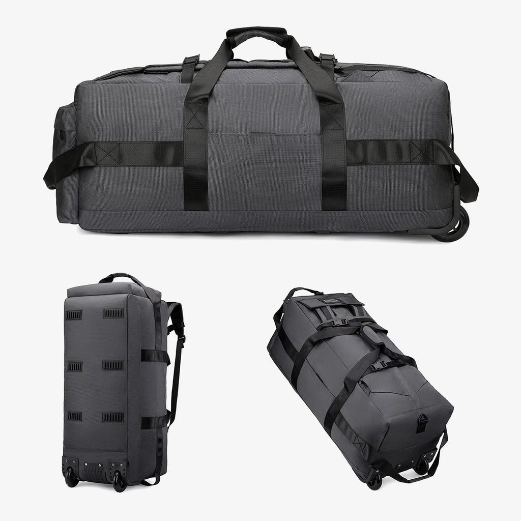 Roller Travel Duffel Bag with Fixed Casters Grey