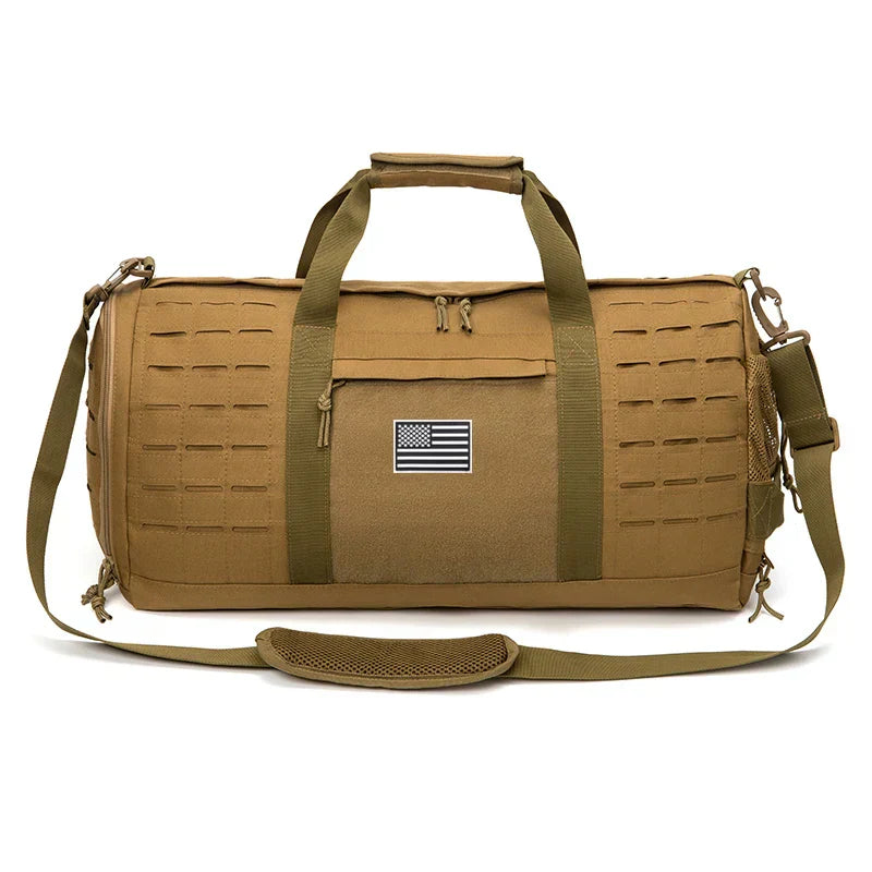 40L Tactical Sport Gym Duffle Bag Travel Training Bag Khaki