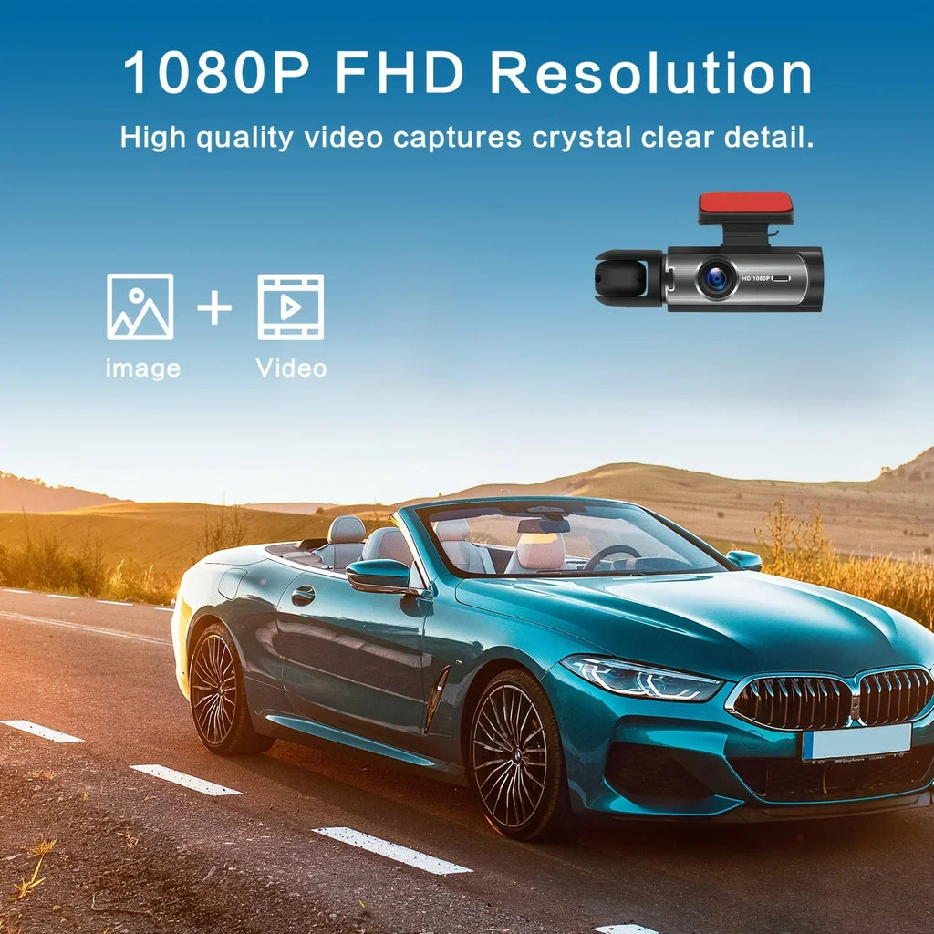 1080P WiFi Dual Lens Dash Cam Front Rear Car DVR Black