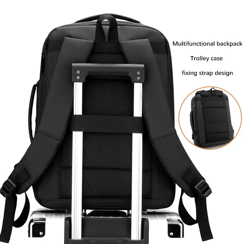 Leather Laptop Backpack Black