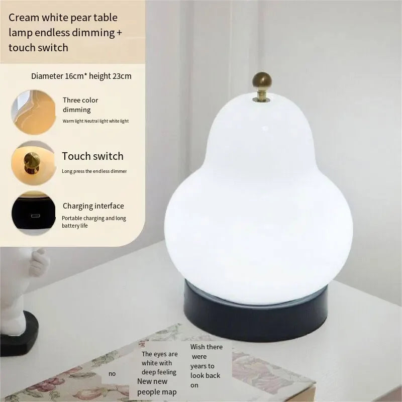 Elegant LED Cream Pear Table Lamp