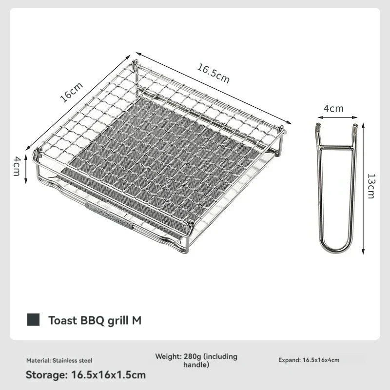 Stainless Steel Folding Toast Grill Net Gas Stove Grill Silver