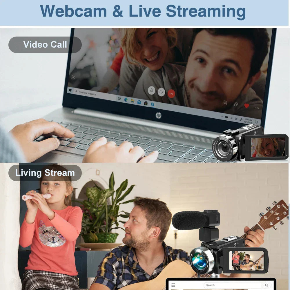 4K Digital Camera Dual Battery 64GB Card Included Black