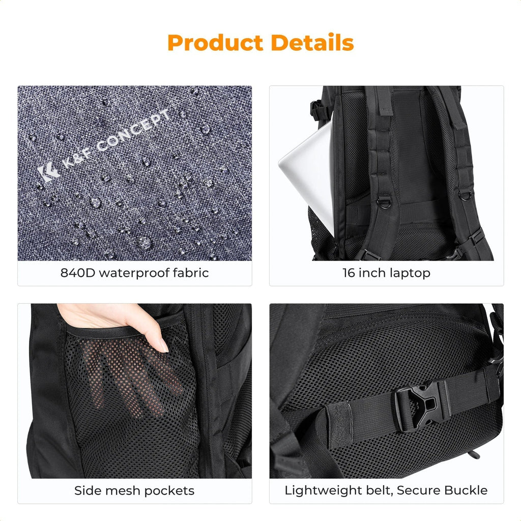 Camera Backpack with Tripod Strap Outdoor Black