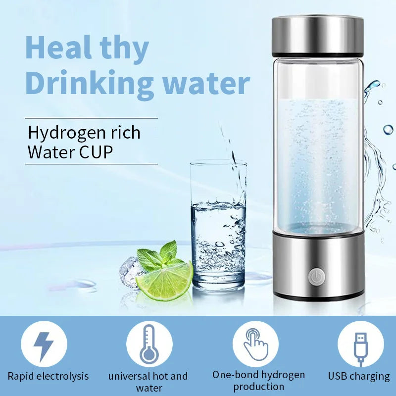 Portable Electric Hydrogen Water Bottle Silver