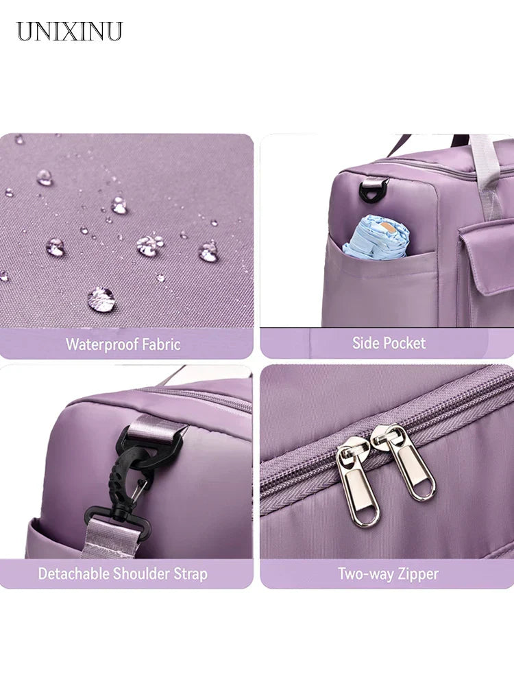Womens Carry-On Travel Duffel Bag with Shoe Compartment
