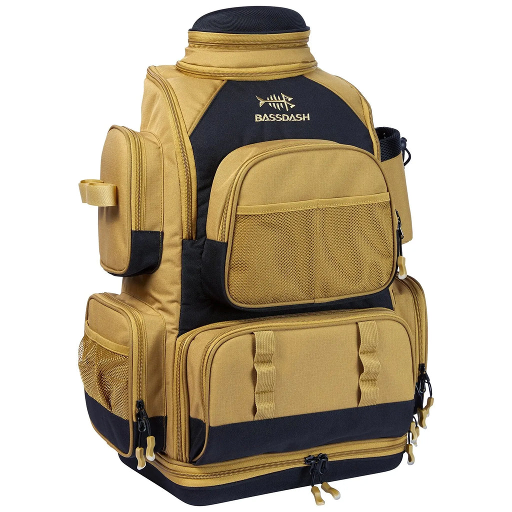 NNEOBATackle Backpack with Rain Cover Rod Holders Army Green