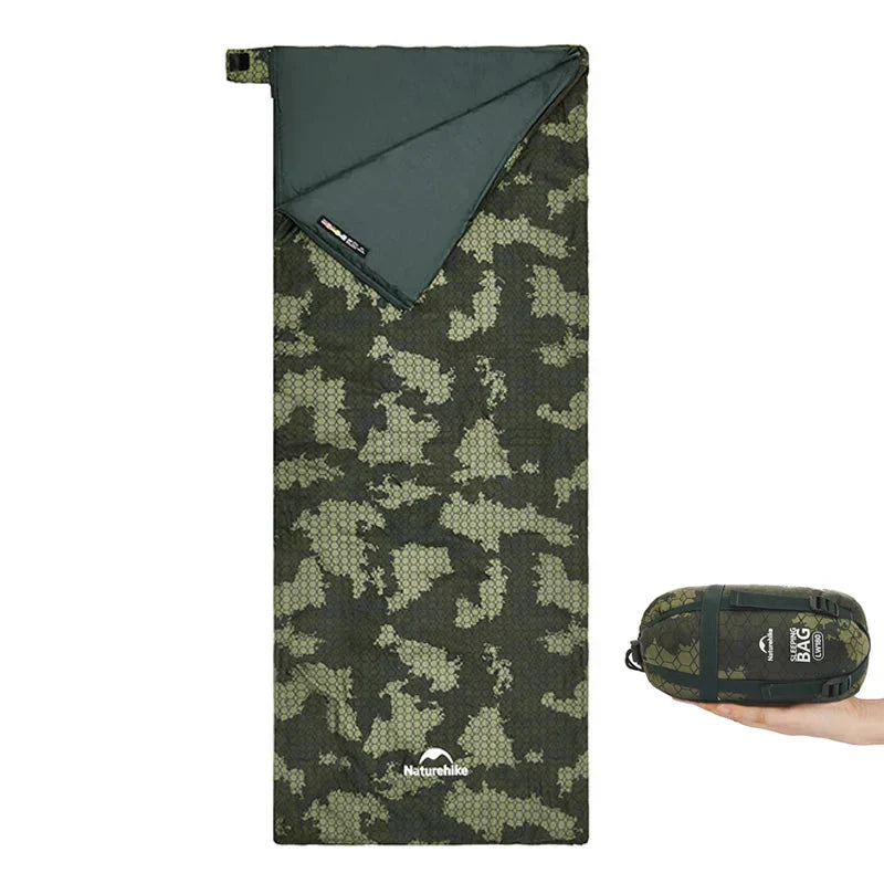 Camouflage Ultralight Waterproof Sleeping Bag  Splicable 3-Season Green