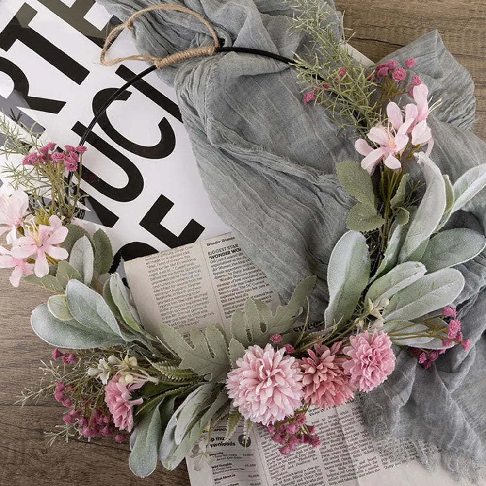 Charming Pink Floral Valentine's Wreath | Home Décor | 16" Artificial Door Decoration
