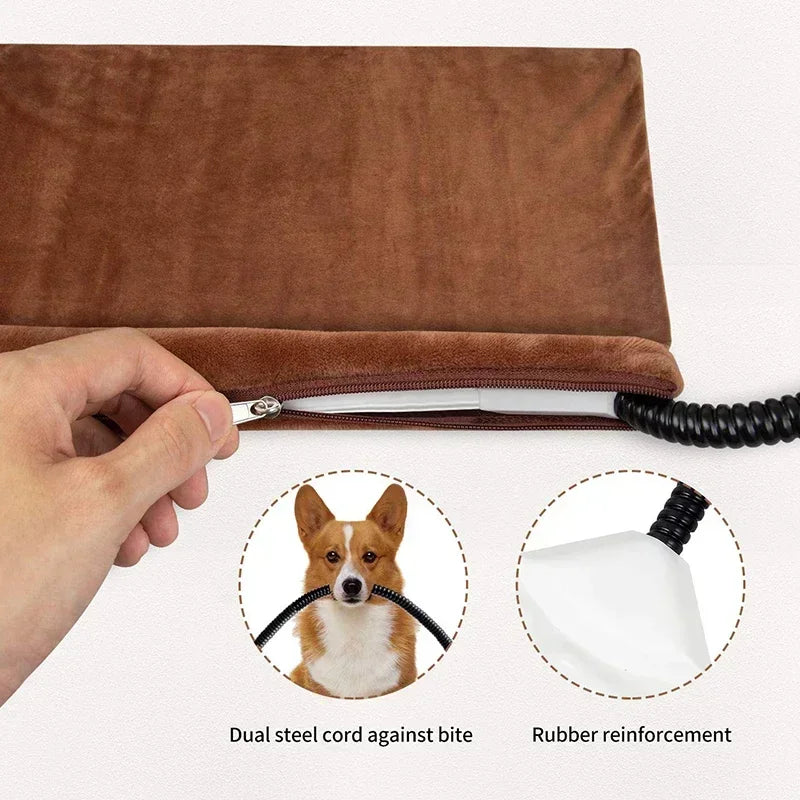 Adjustable Electric Pet Heating Mat – Waterproof Heated Dog Bed with Timer & Temperature Control