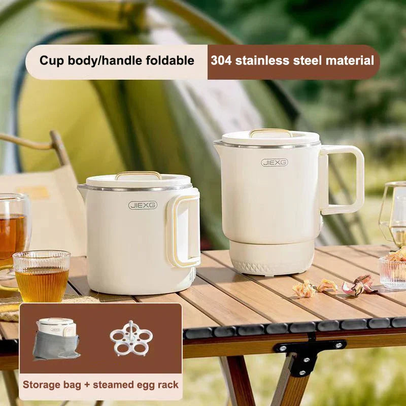 3-in-1 Portable Foldable Electric Cooker Mini Rice Cooker White